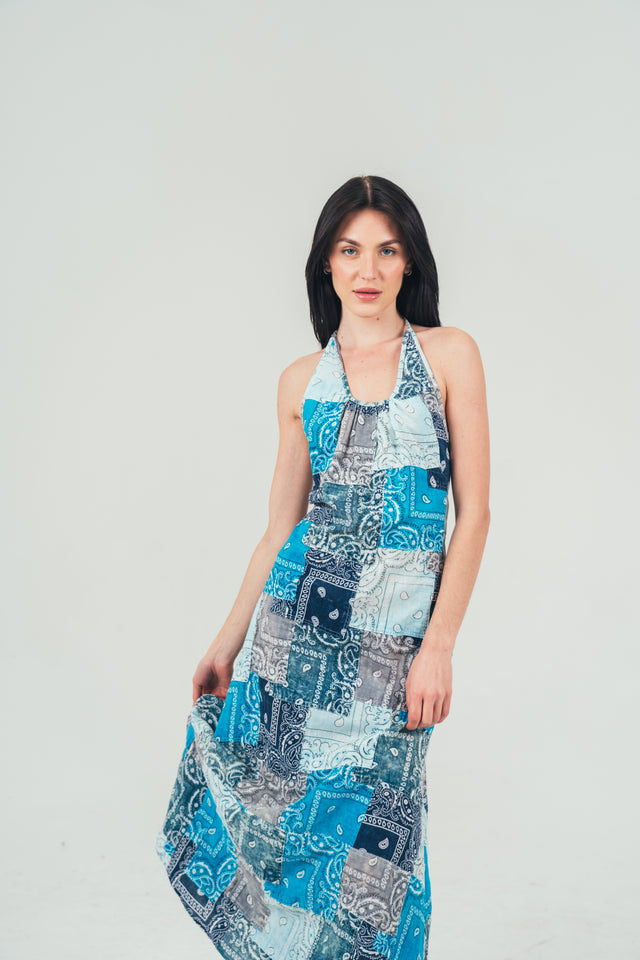Bandana Blue Hues Maxi Dress
