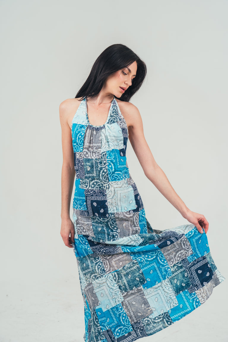 Bandana Blue Hues Maxi Dress