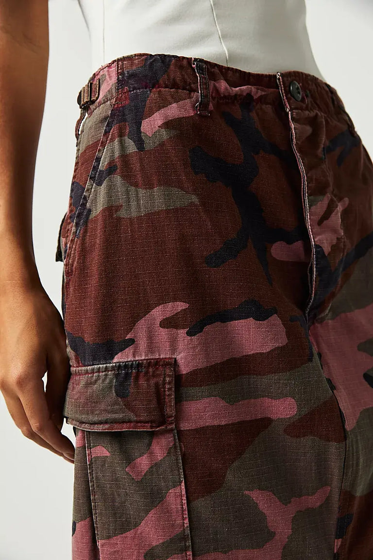 Hot Pink Maxi Slit Camo Skirt