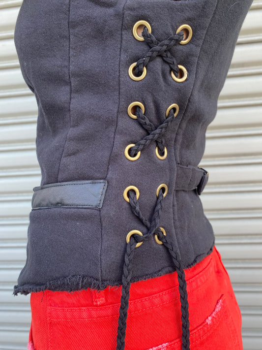 Lace-Up Sweatshirt Vest