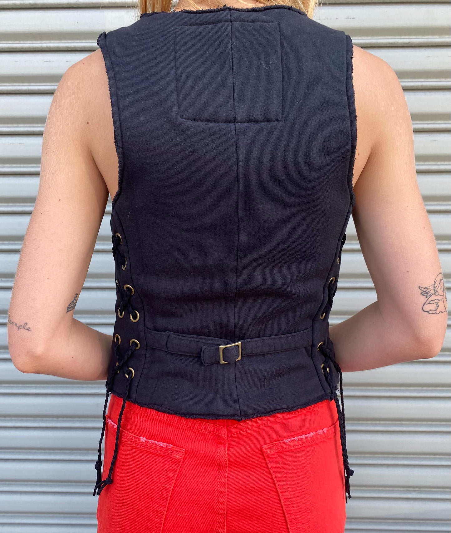 Lace-Up Sweatshirt Vest