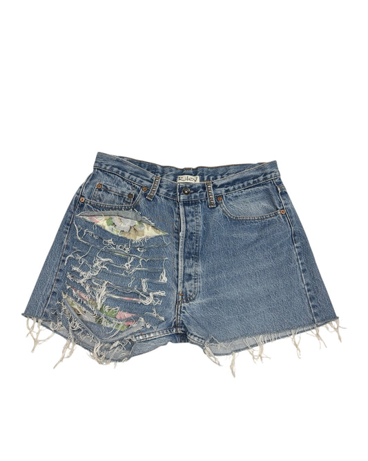 Studded Flower Girl Cut Off Denim Short