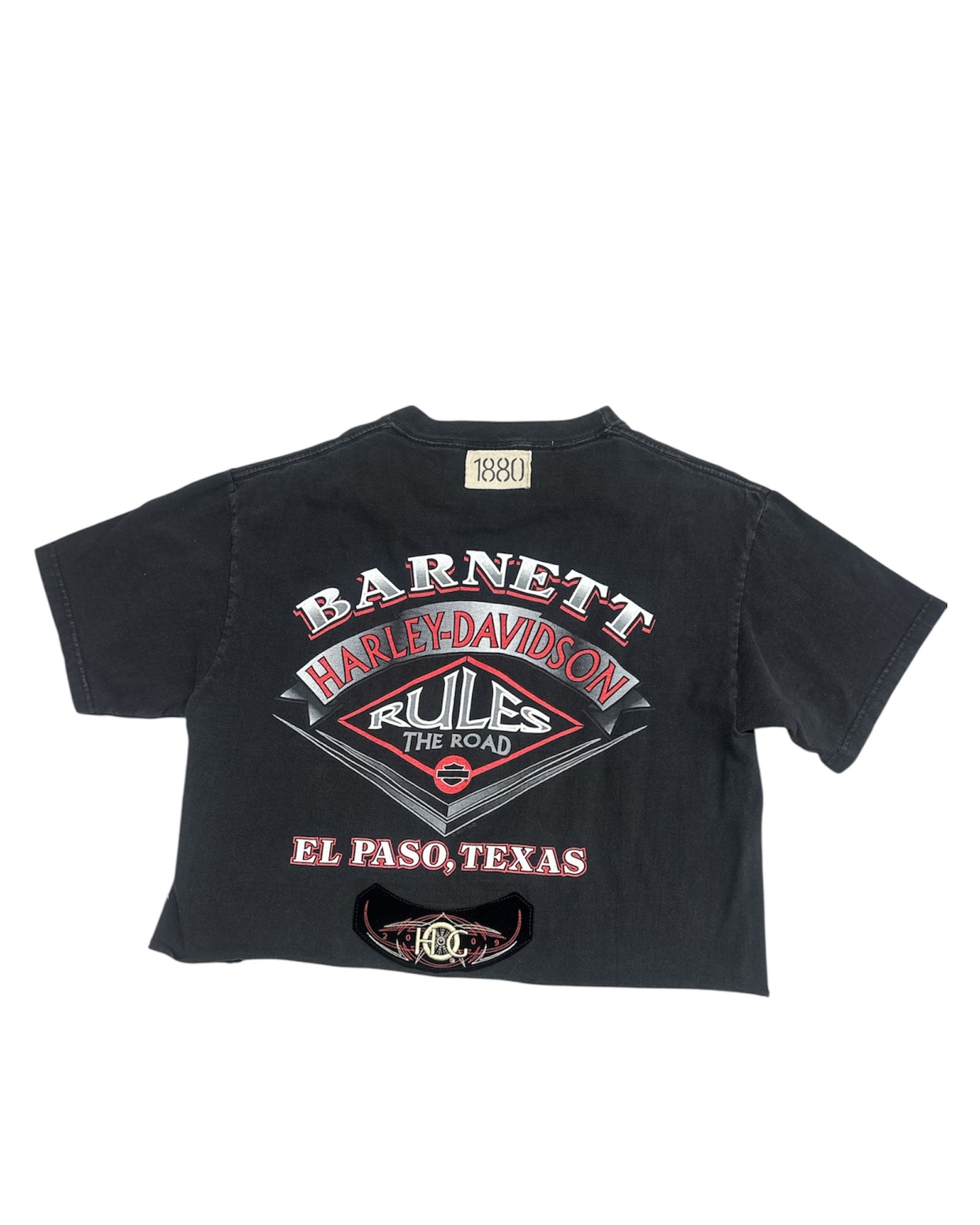 Harley Davidson "Rules The Road" Cropped & Patched T-Shirt