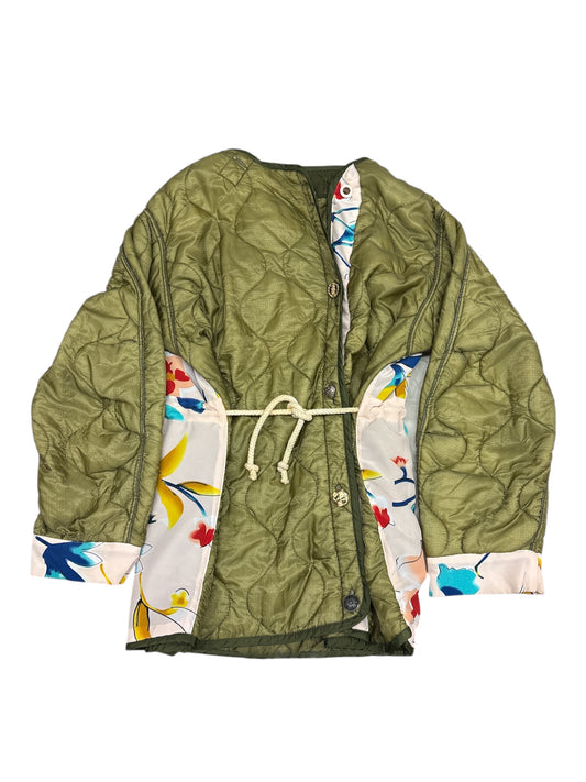 Cocoon Wrap Parka with Floral Backing