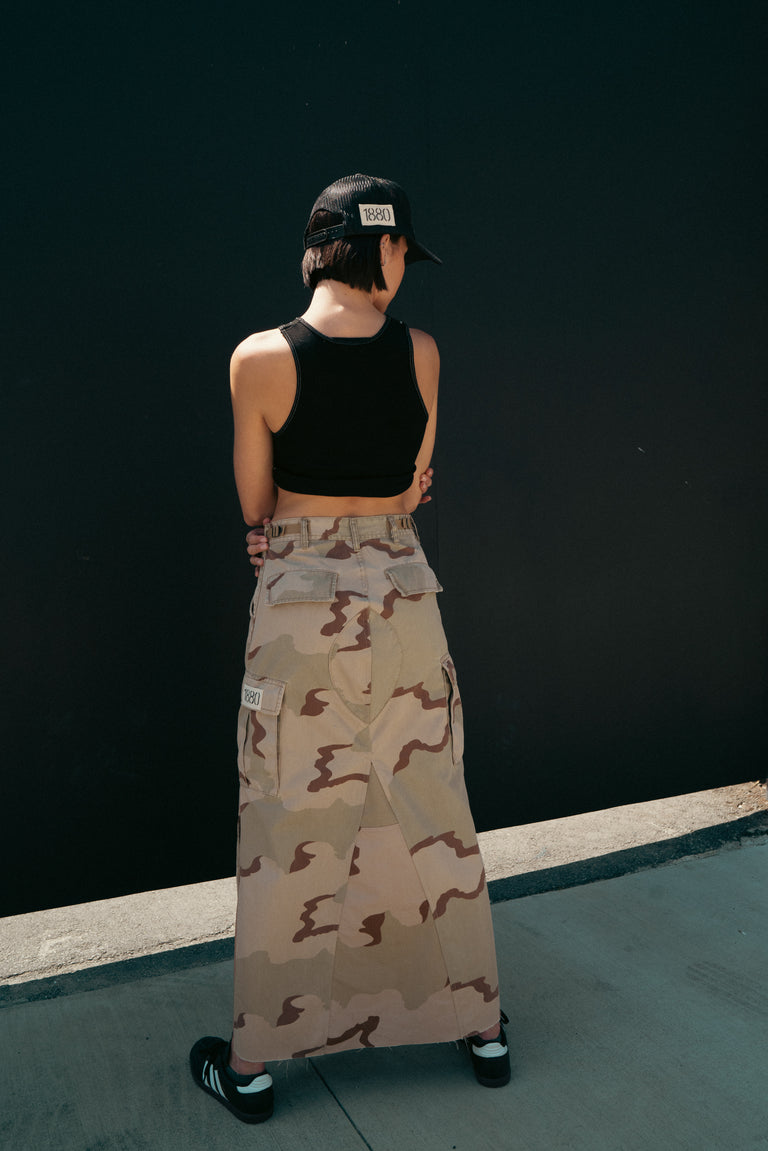 Sand Maxi-Slit Camo Skirt