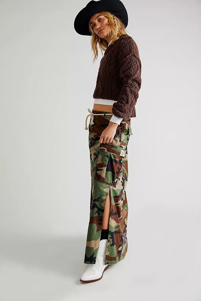 Maxi Slit Camo Skirt