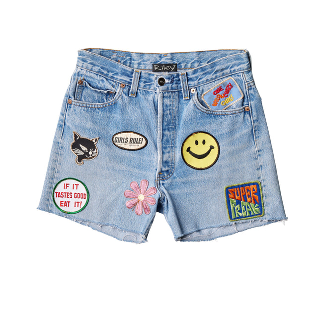 All Patched Up Denim Cut Off Shorts