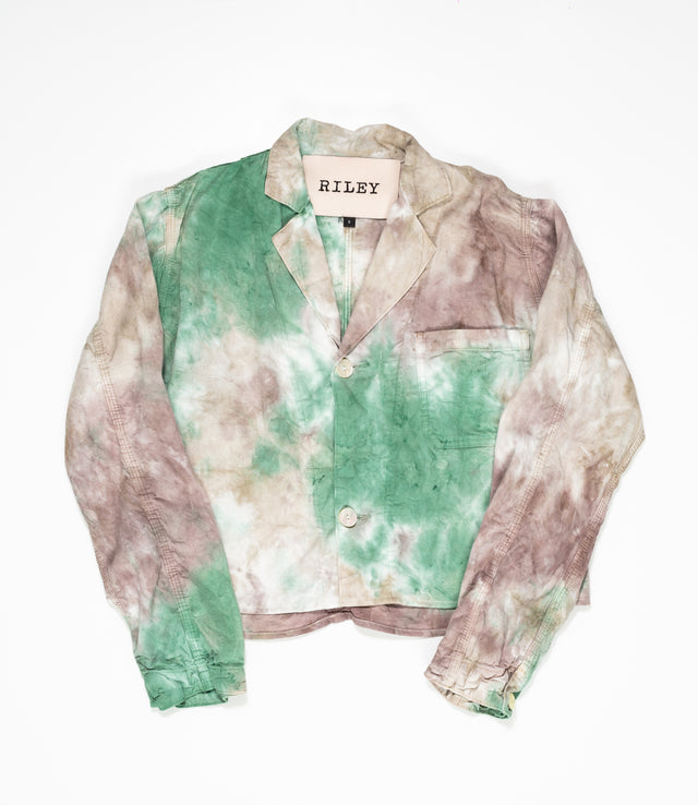 Earth Tie Dye Cropped Linen Jacket