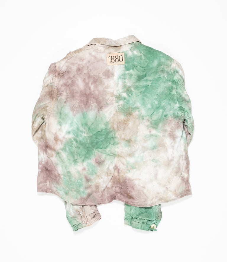 Earth Tie Dye Cropped Linen Jacket