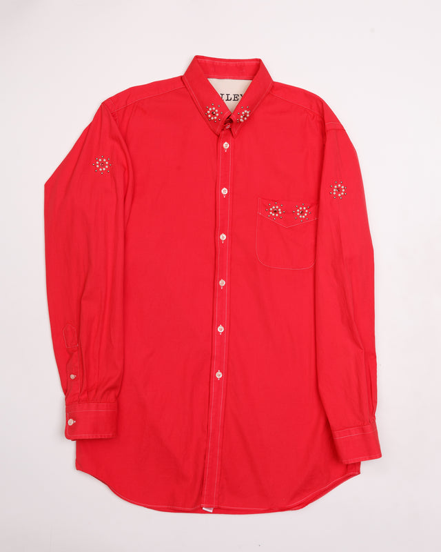 Bedazzled Red Dress Shirt