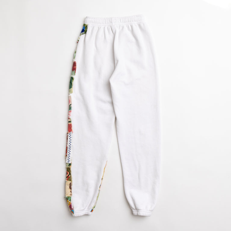 White Totally Patched Up Sweatpant