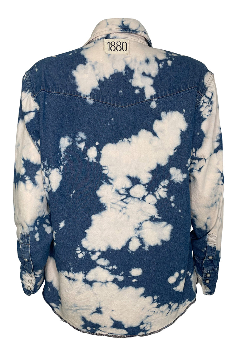 Bleached And Bedazzled Long Sleeve Denim Shirt