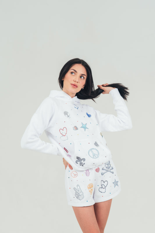 Rhinestone Applique Hoodie