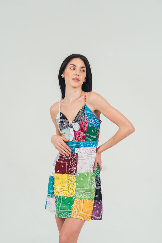 Multi Color Bandana Patchwork Dress