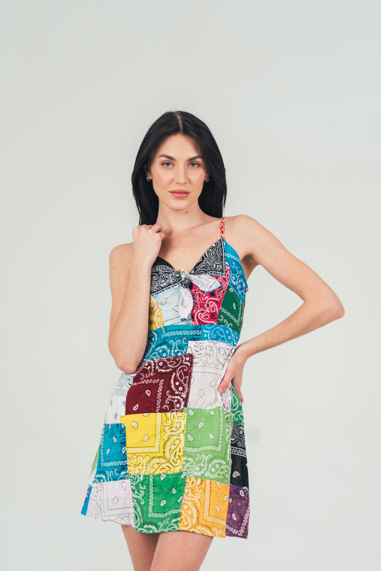 Multi Color Bandana Patchwork Dress