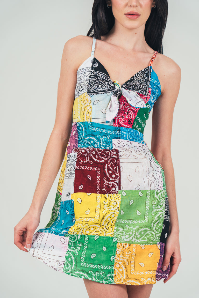 Multi Color Bandana Patchwork Dress