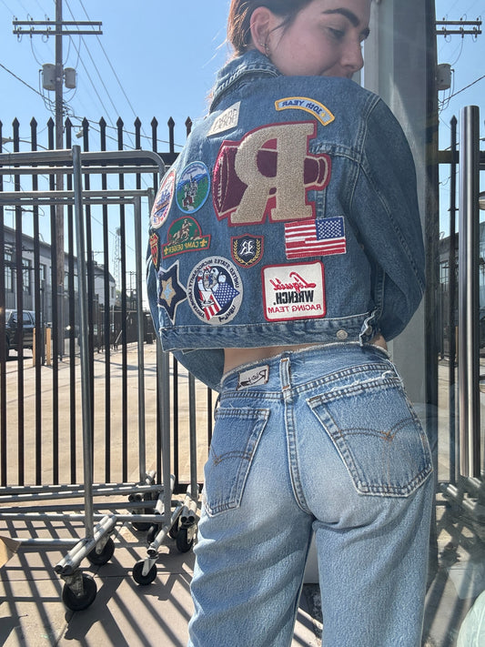 All Patched Up Cropped Denim Trucker Jacket