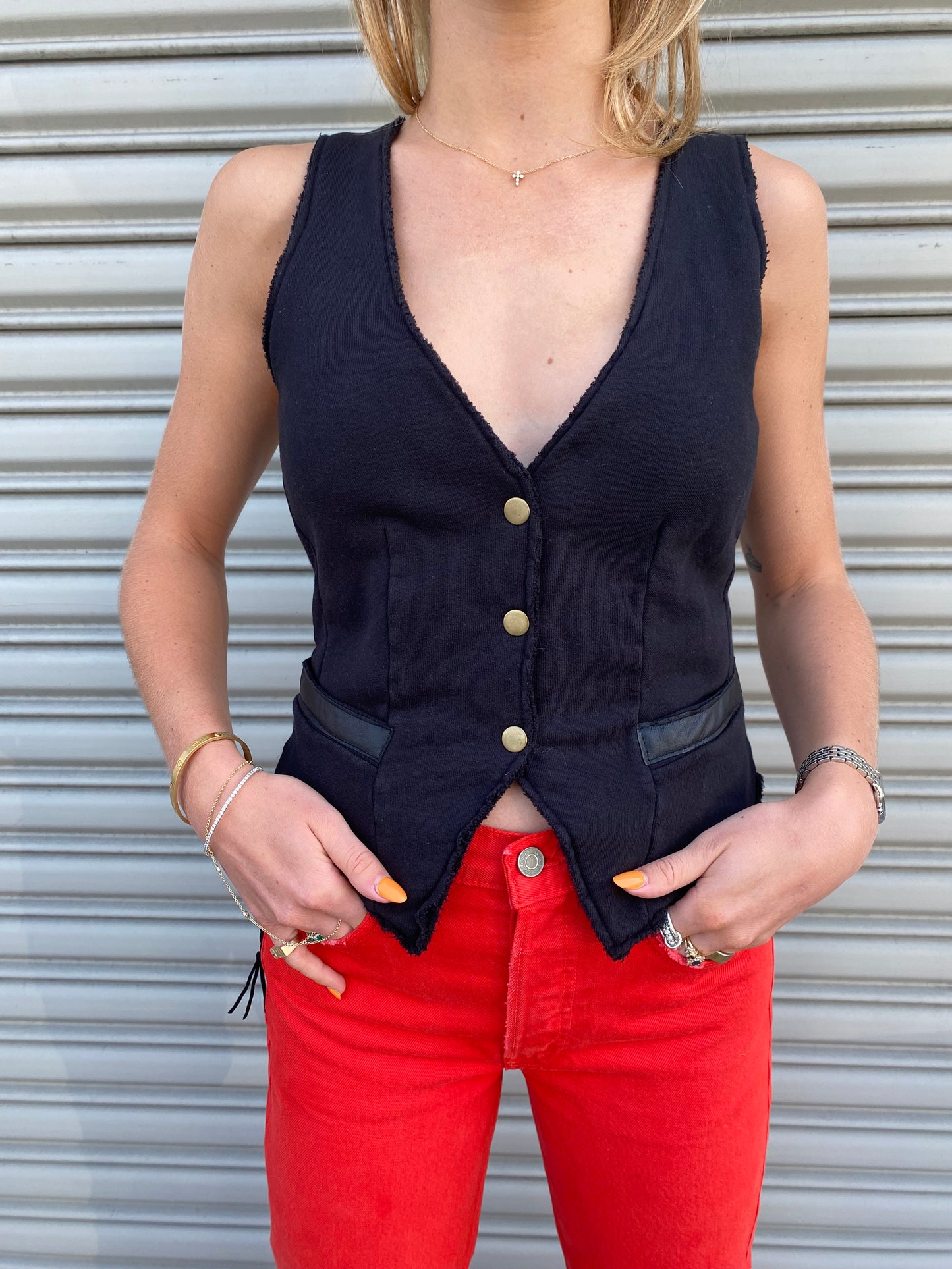 Lace-Up Sweatshirt Vest