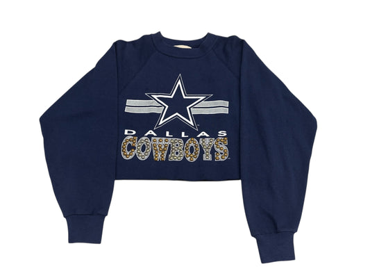 Vintage 'Dallas Cowboys' Cropped Raw Edge Studded Sweatshirt