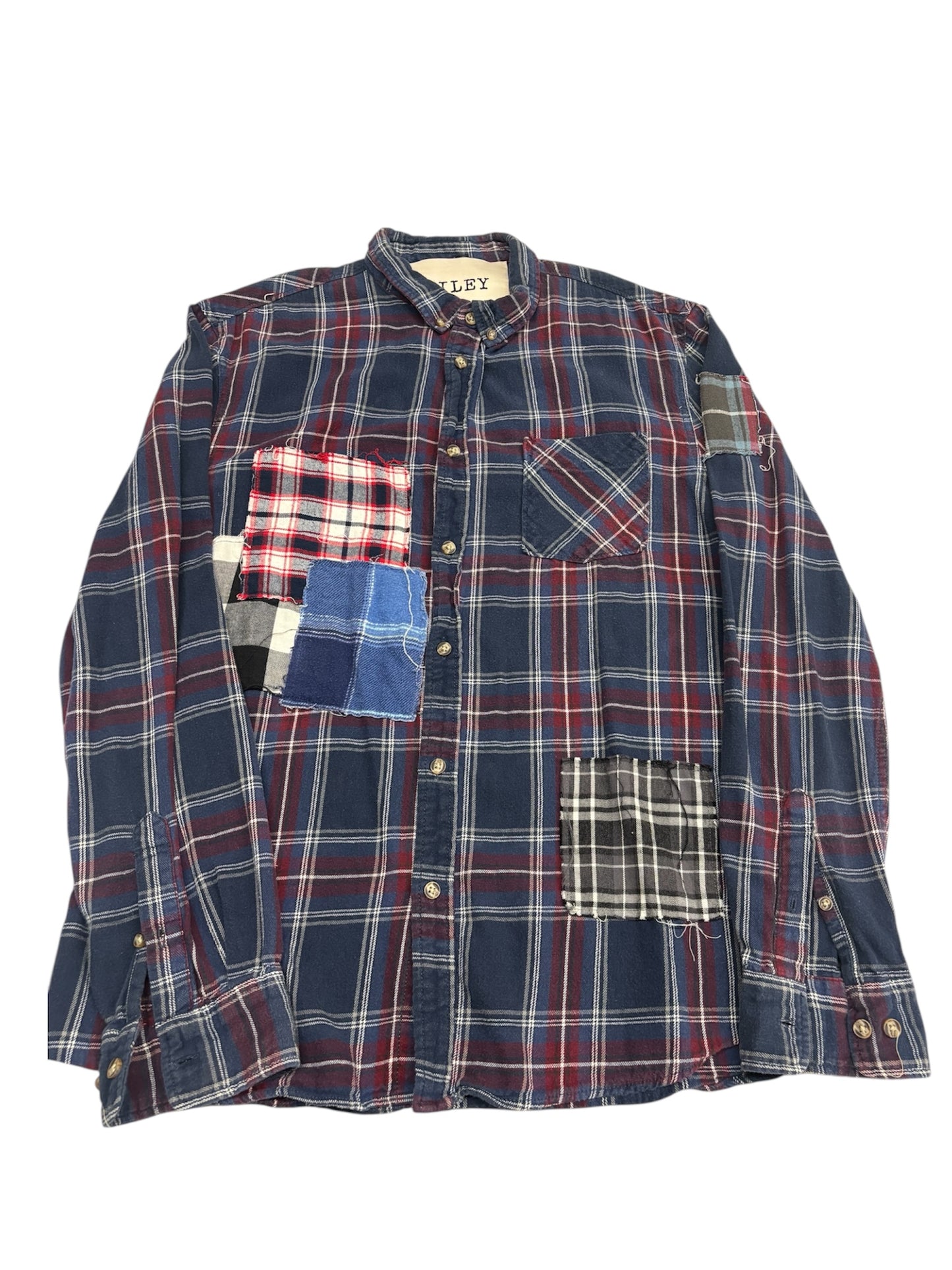 Grandpa's Oversized Patchwork Flannel in Splash