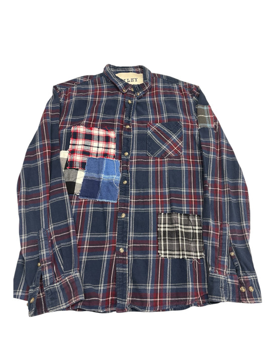Grandpa's Oversized Patchwork Flannel in Splash