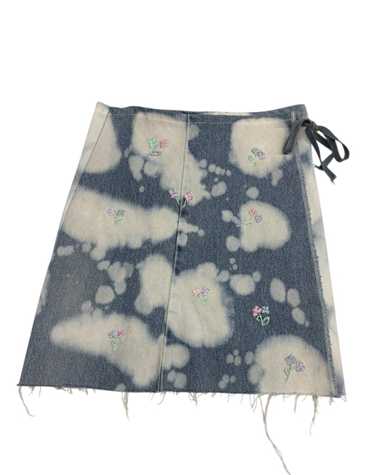 Floral Party Denim Wrap Skirt