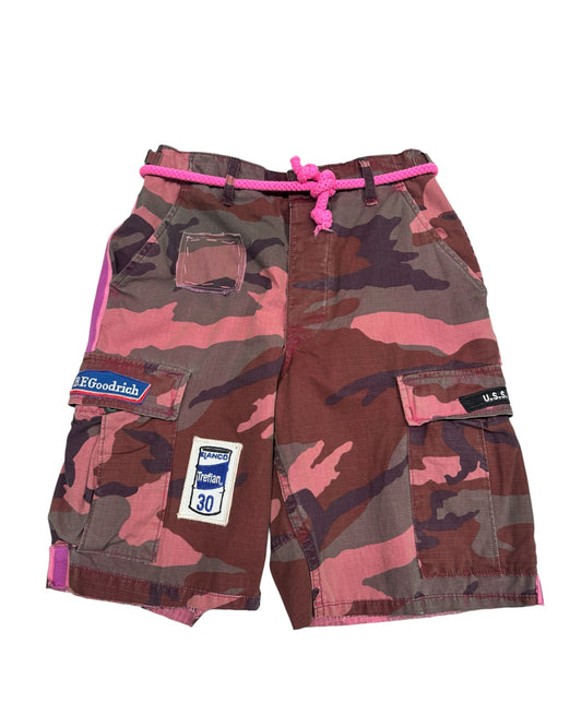 Hot Pink Camo Patched Up Walking Short