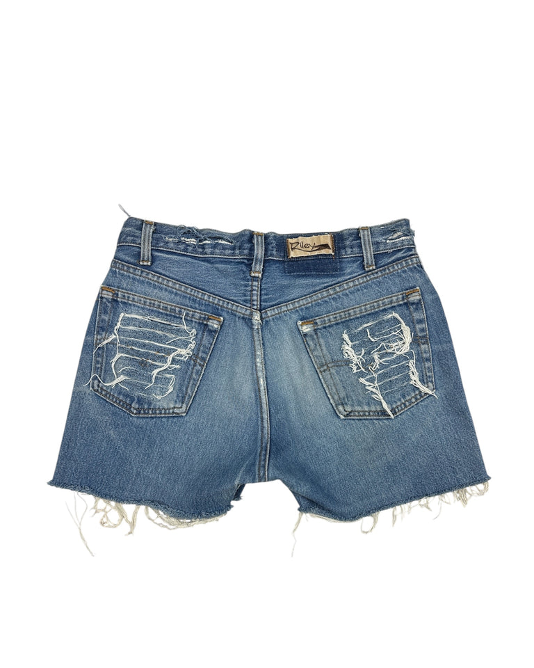 Studded & Distressed Cut-Off Denim Short