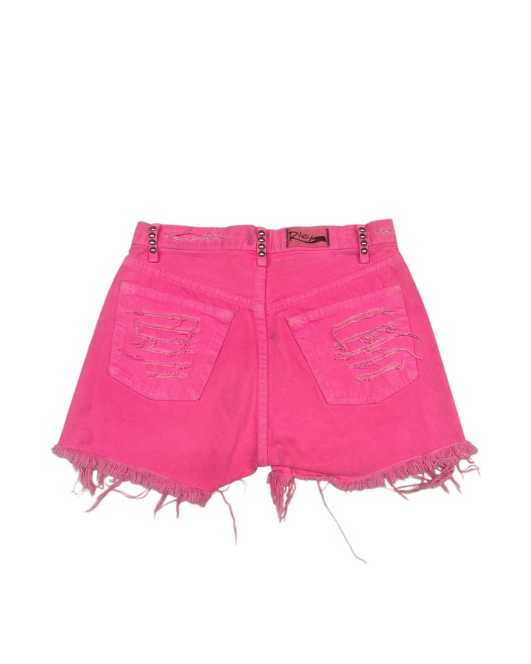 Hot Pink Studded & Distressed Short