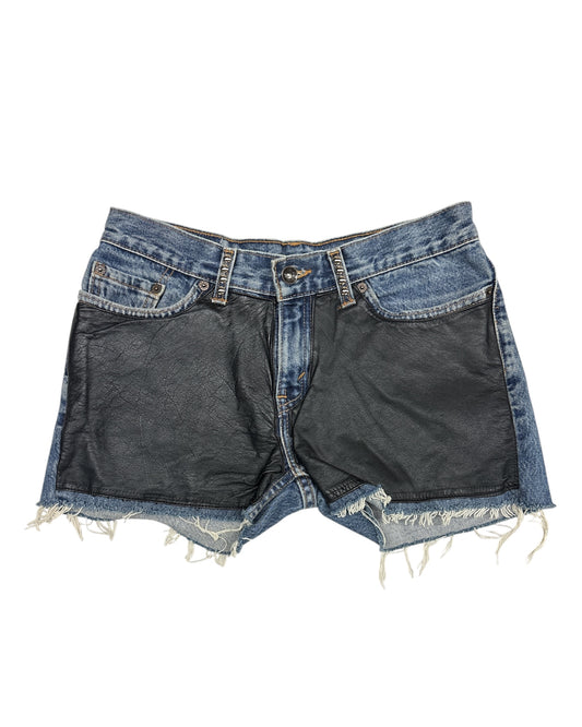 Leather Chap Cut-Off Denim Short