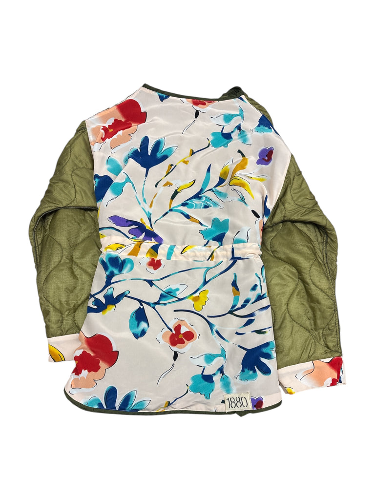 Cocoon Wrap Parka with Floral Backing