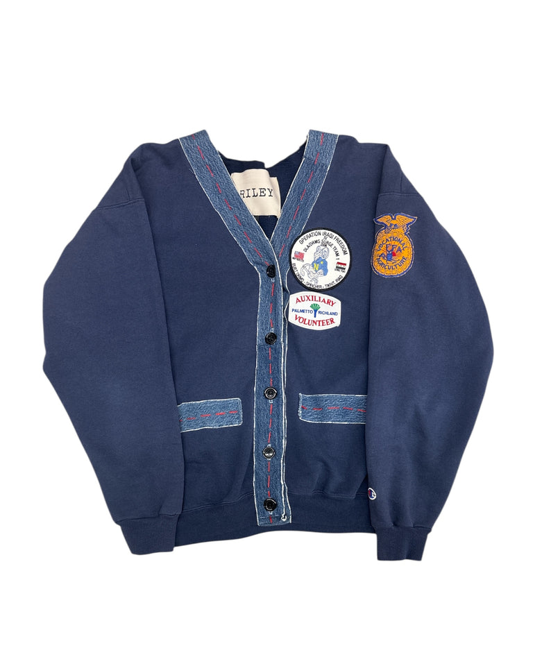 Patched Up Preppy Vintage Cardigan