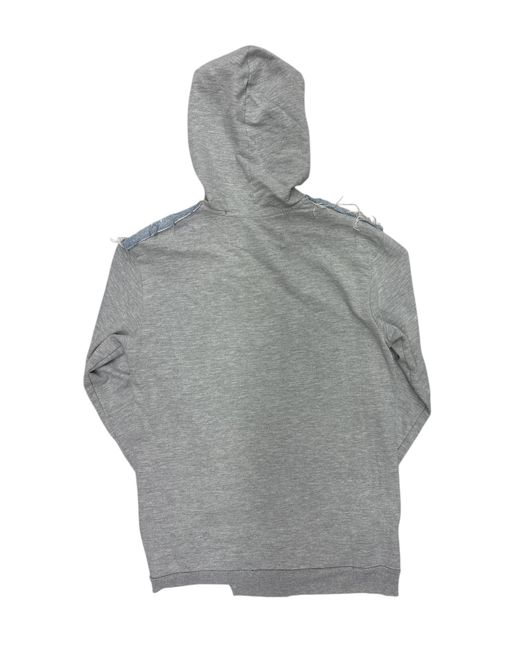 Heather Grey Distressed/Studded Zip Up Hoodie