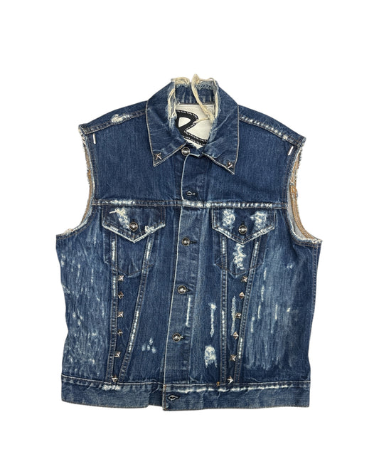 Dark Wash Studded Denim Vest