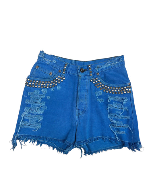 Cobalt Studded Cut Off Denim Shorts