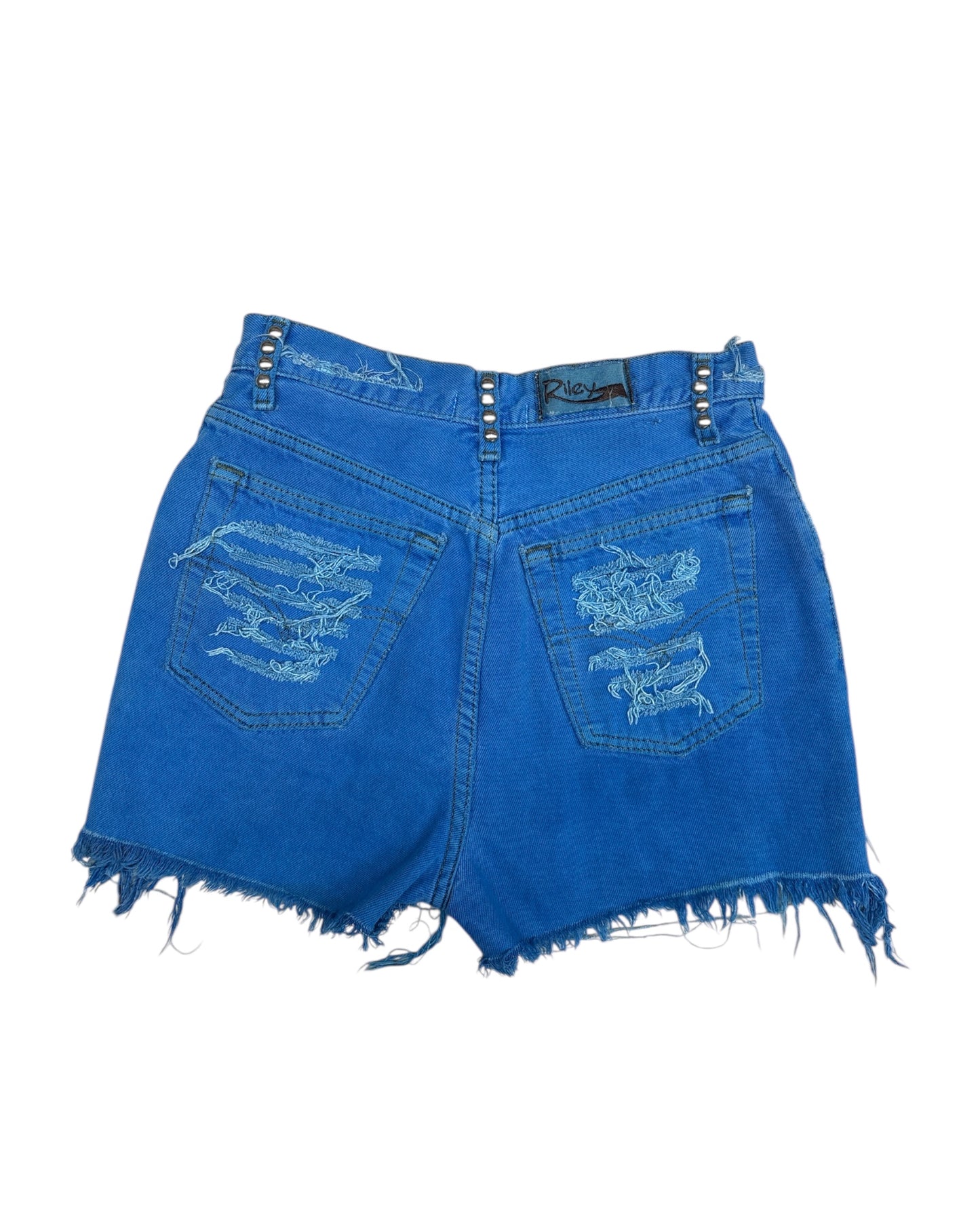 Cobalt Studded Cut Off Denim Shorts