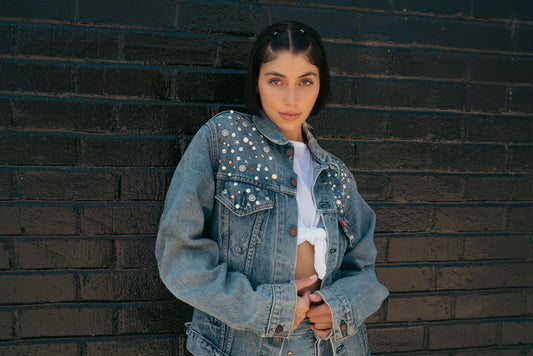 Simple Stone and Pearl Trucker Jacket