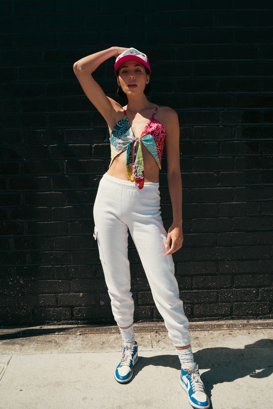 Patchwork Bandana Tie Front Top