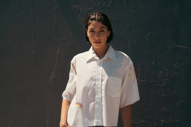 Sunshine Hand-Stitched Cut-Off White Dress Shirt