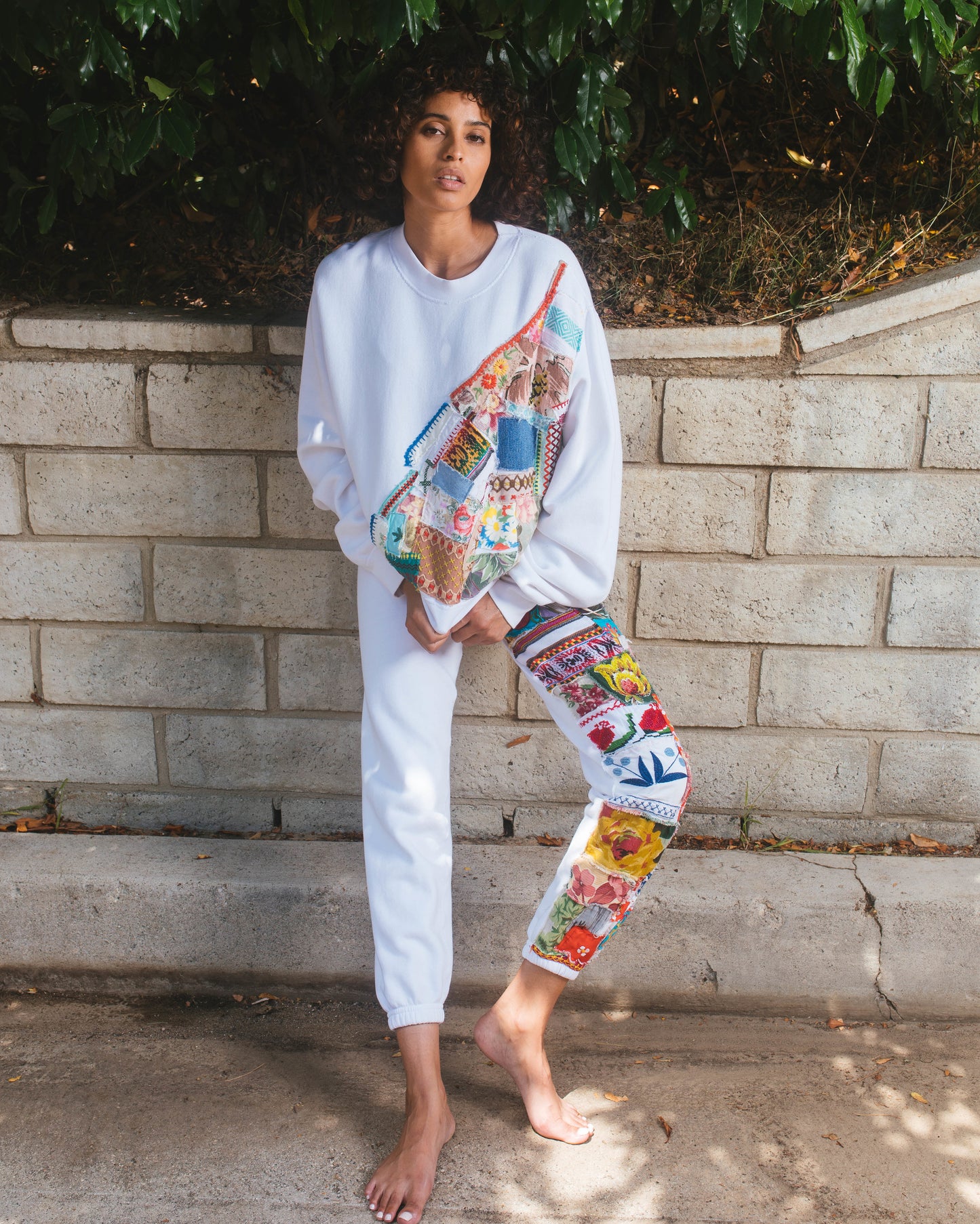 White Totally Patched Up Sweatpant