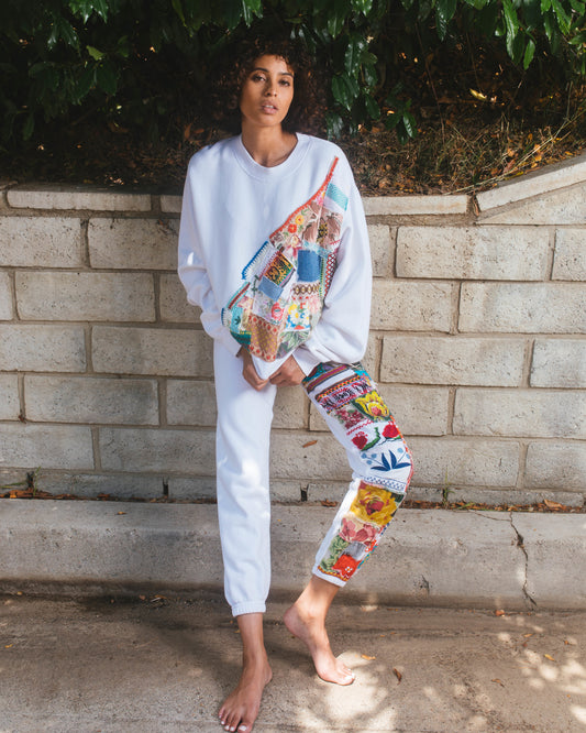 White Totally Patched Up Sweatpant
