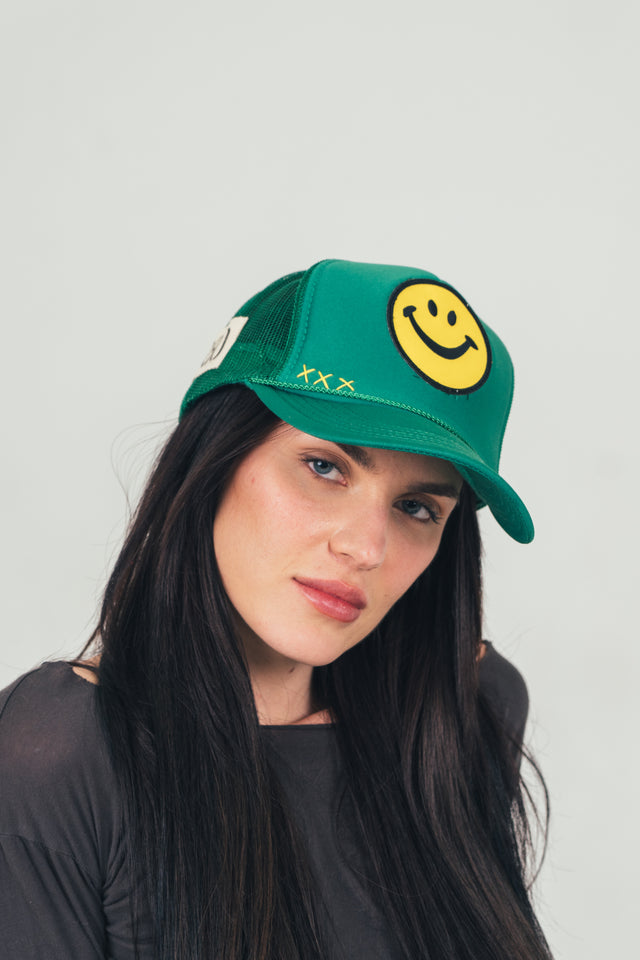 Green Smiley Trucker Hat