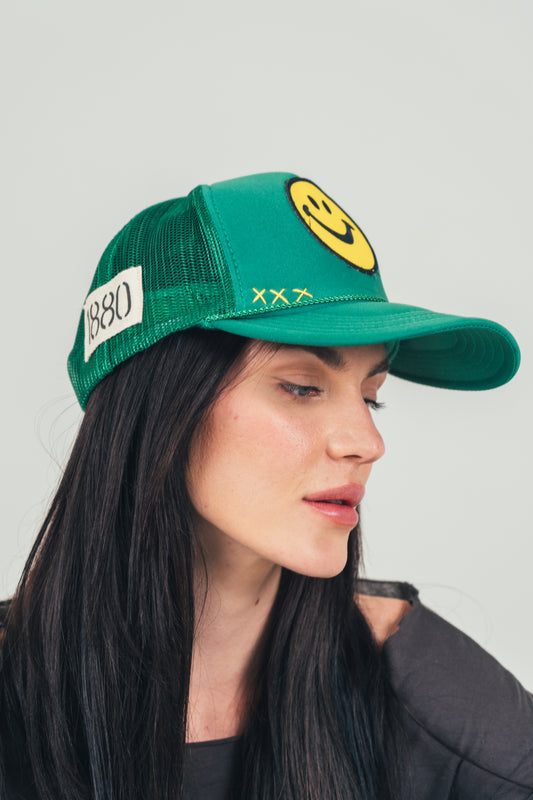 Green Smiley Trucker Hat