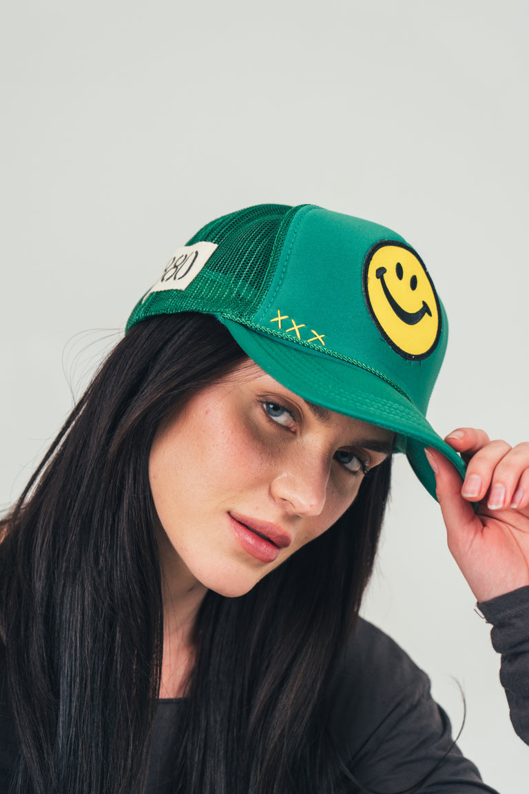 Green Smiley Trucker Hat