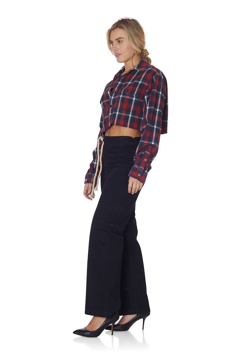 Cropped Self Patched Flannel in Brick