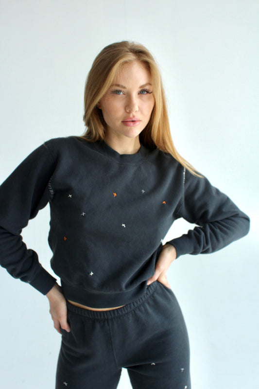 Vintage Black "X" Crewneck